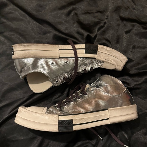 Rick Owens Silver and Cream Sneakers - Picture 6 of 8